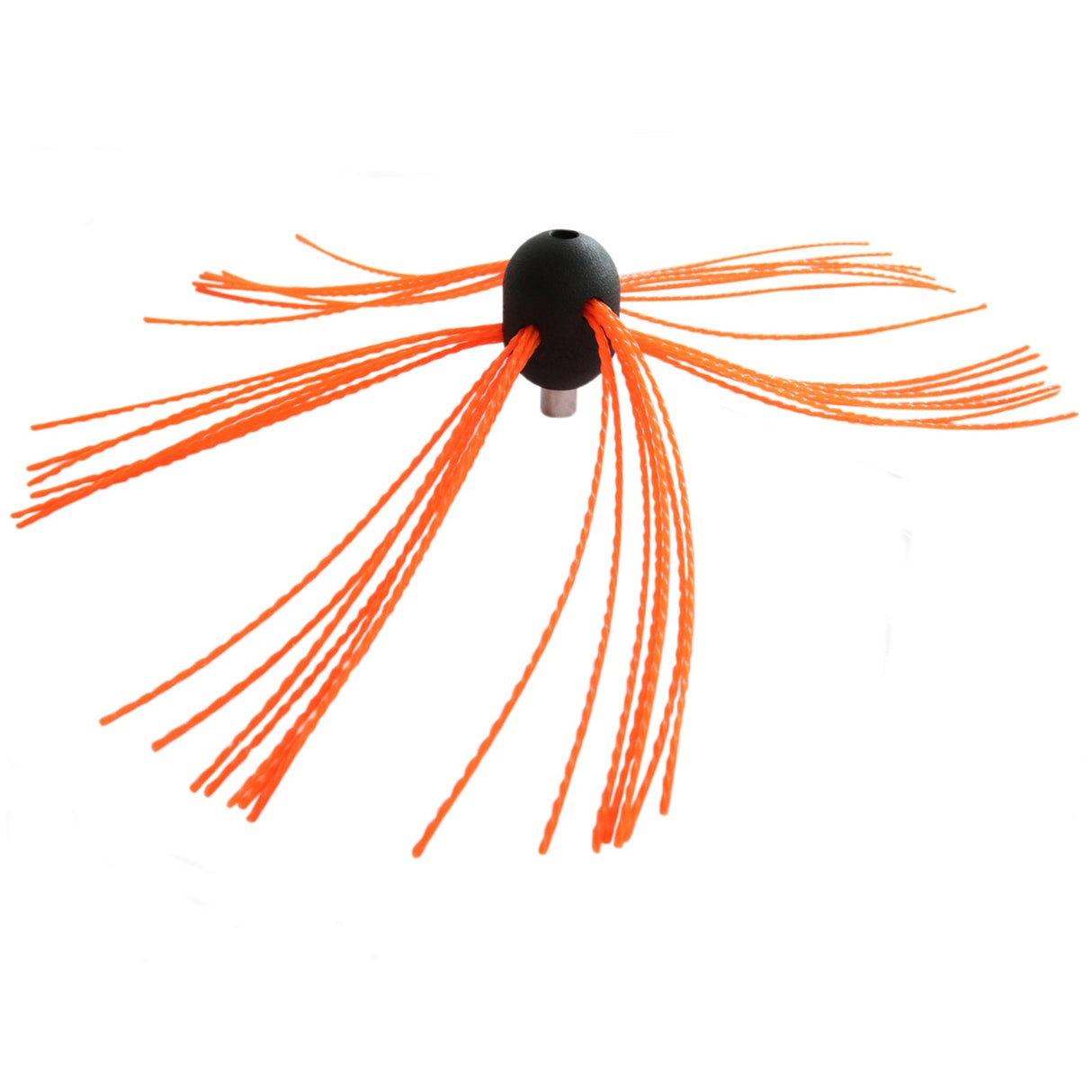 Bright orange bristles extend from a black spherical center, designed for efficient chimney cleaning and maintenance, showcasing durable materials