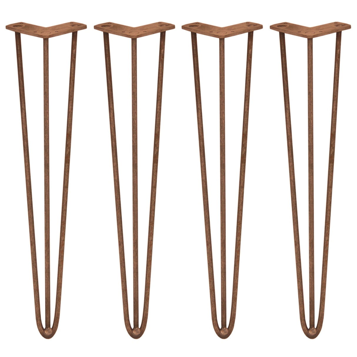4 x 28" Hairpin Legs - 3 Prong - 12mm - Antique Copper