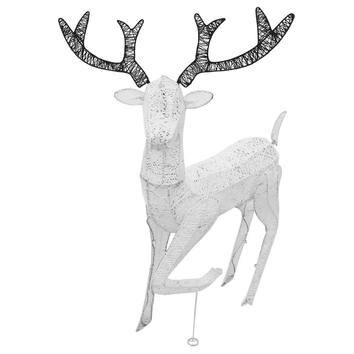 Large light-up stag reindeer with a textured white body and intricate black antlers, perfect for festive outdoor decorations