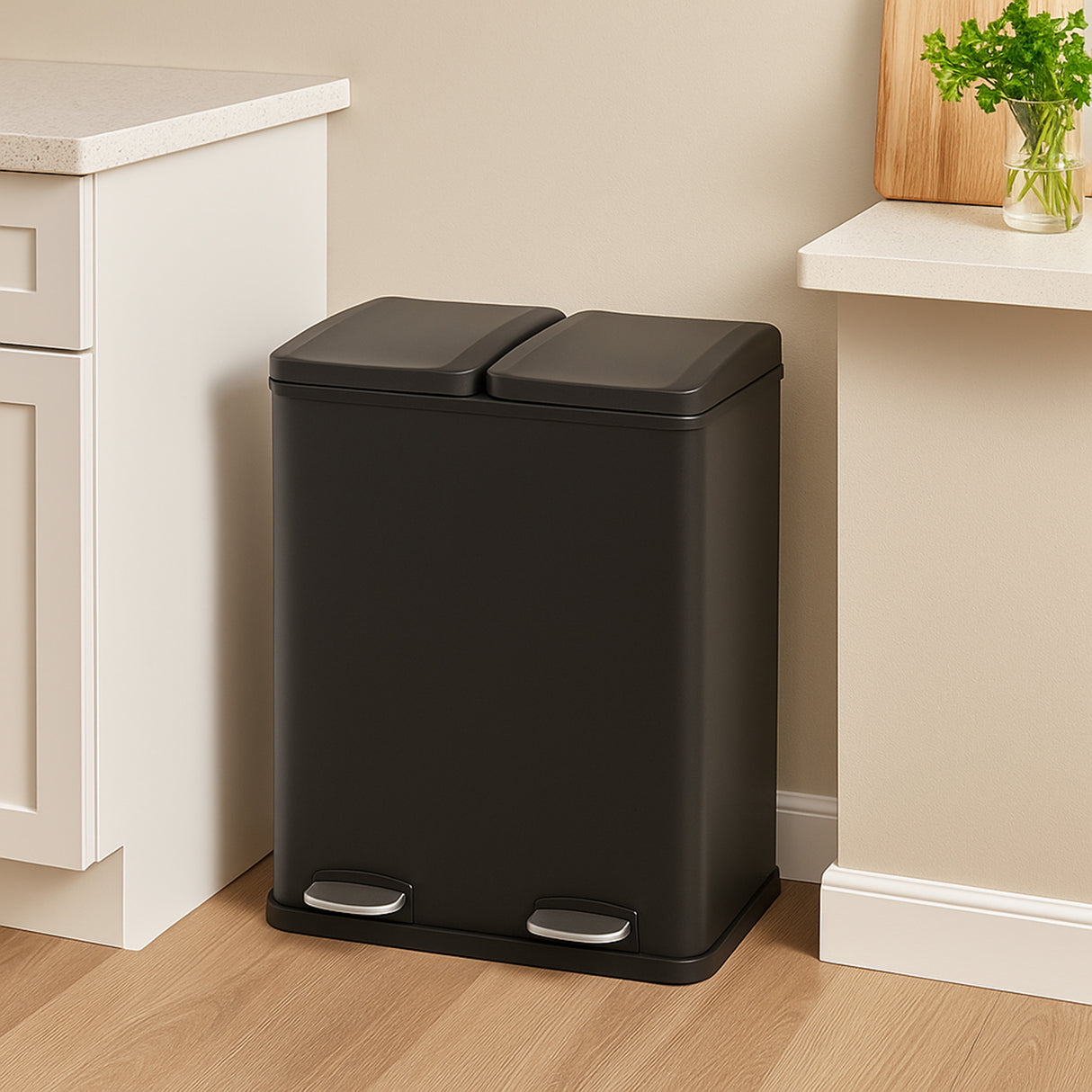 60L Dual Pedal Bin In Black