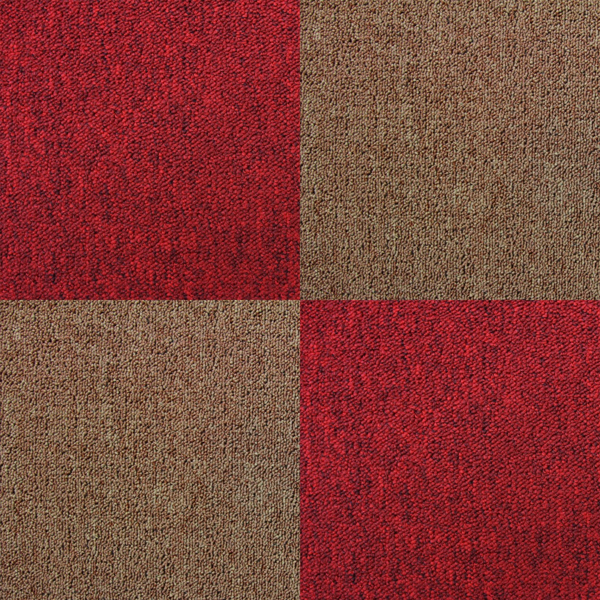 40 x Carpet Tiles 10m2 / Scarlet Red & Sand