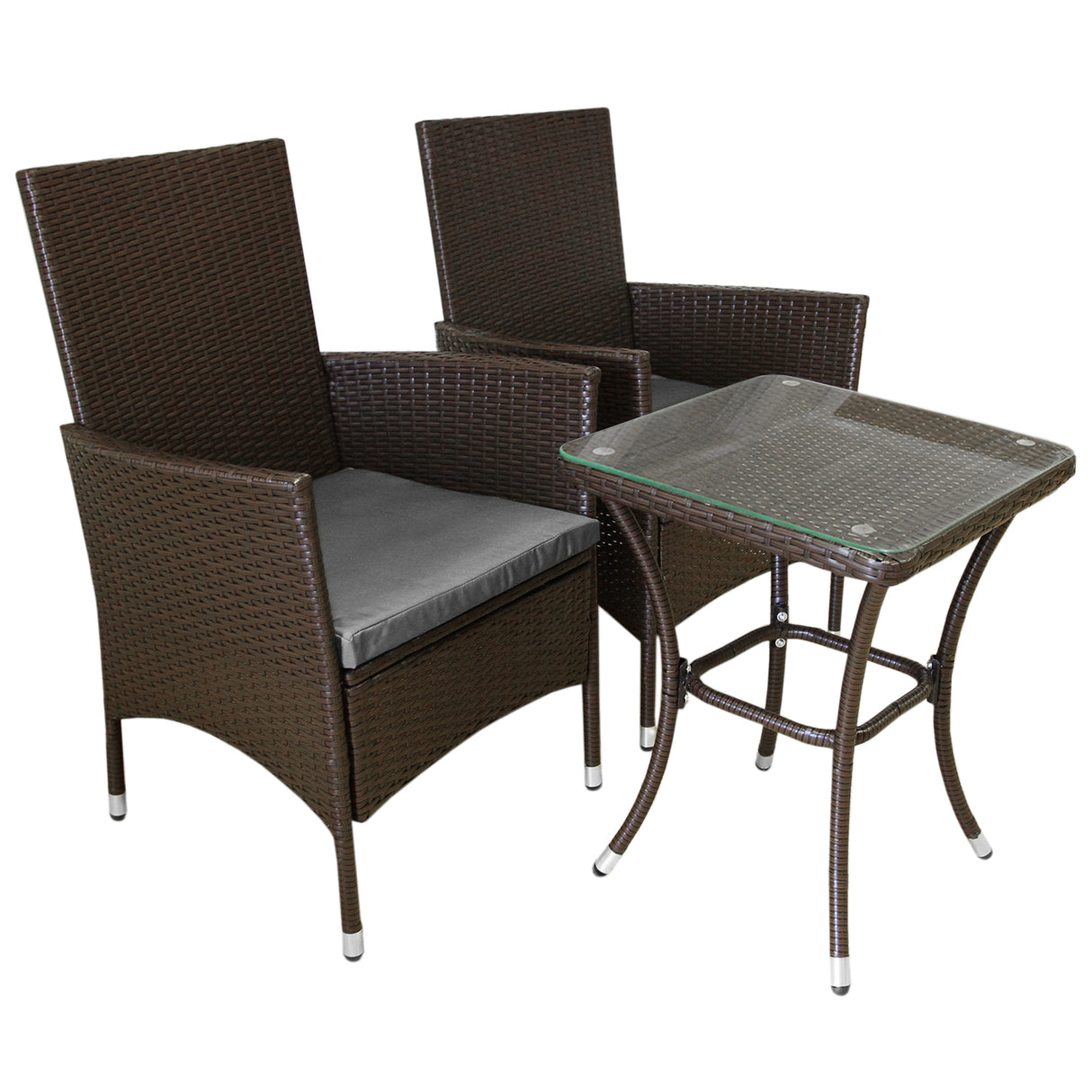 Jardí 2-Seater Rattan Bistro Brown Set with Cushions & Rain Cover