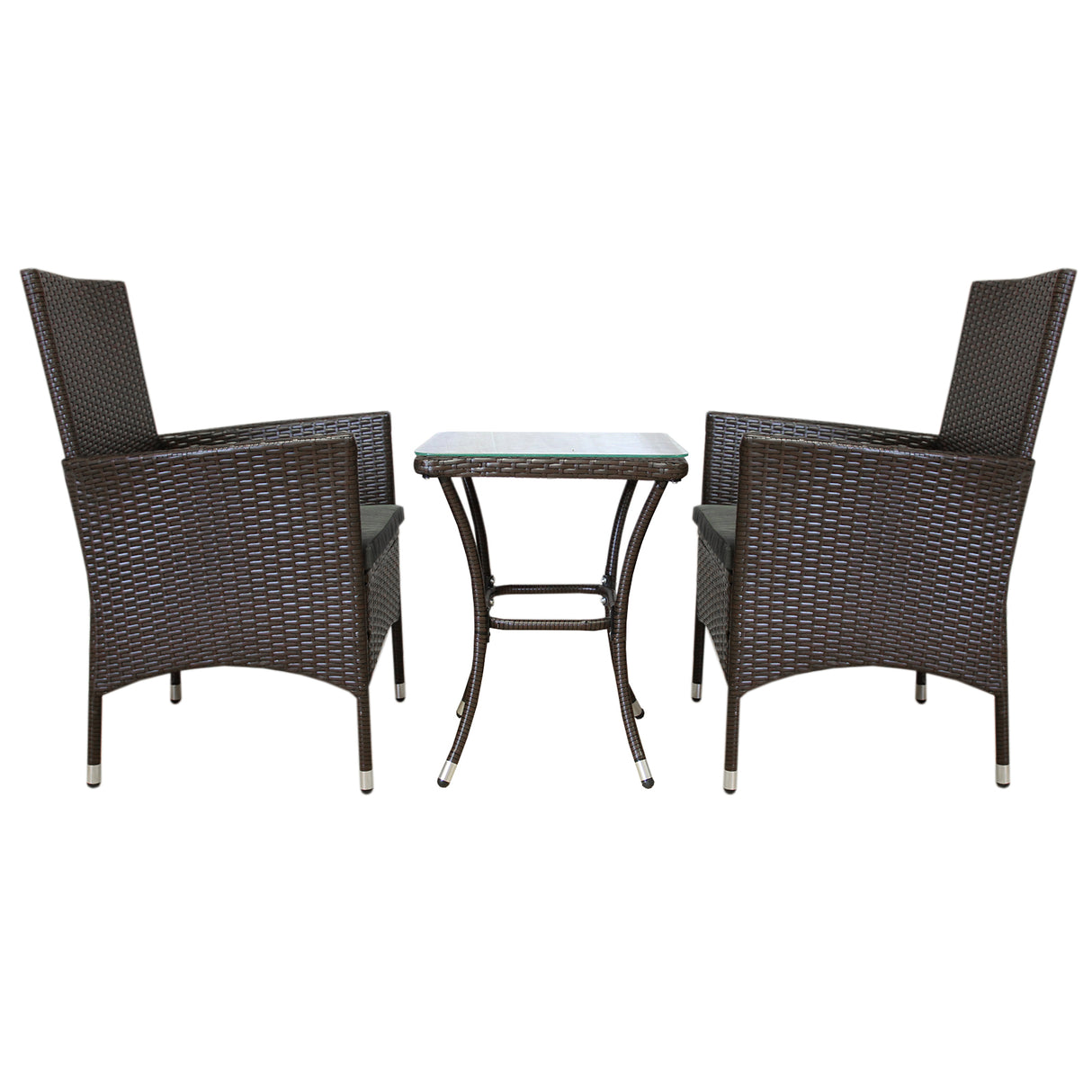 Jardí 2-Seater Rattan Bistro Brown Set with Cushions & Rain Cover
