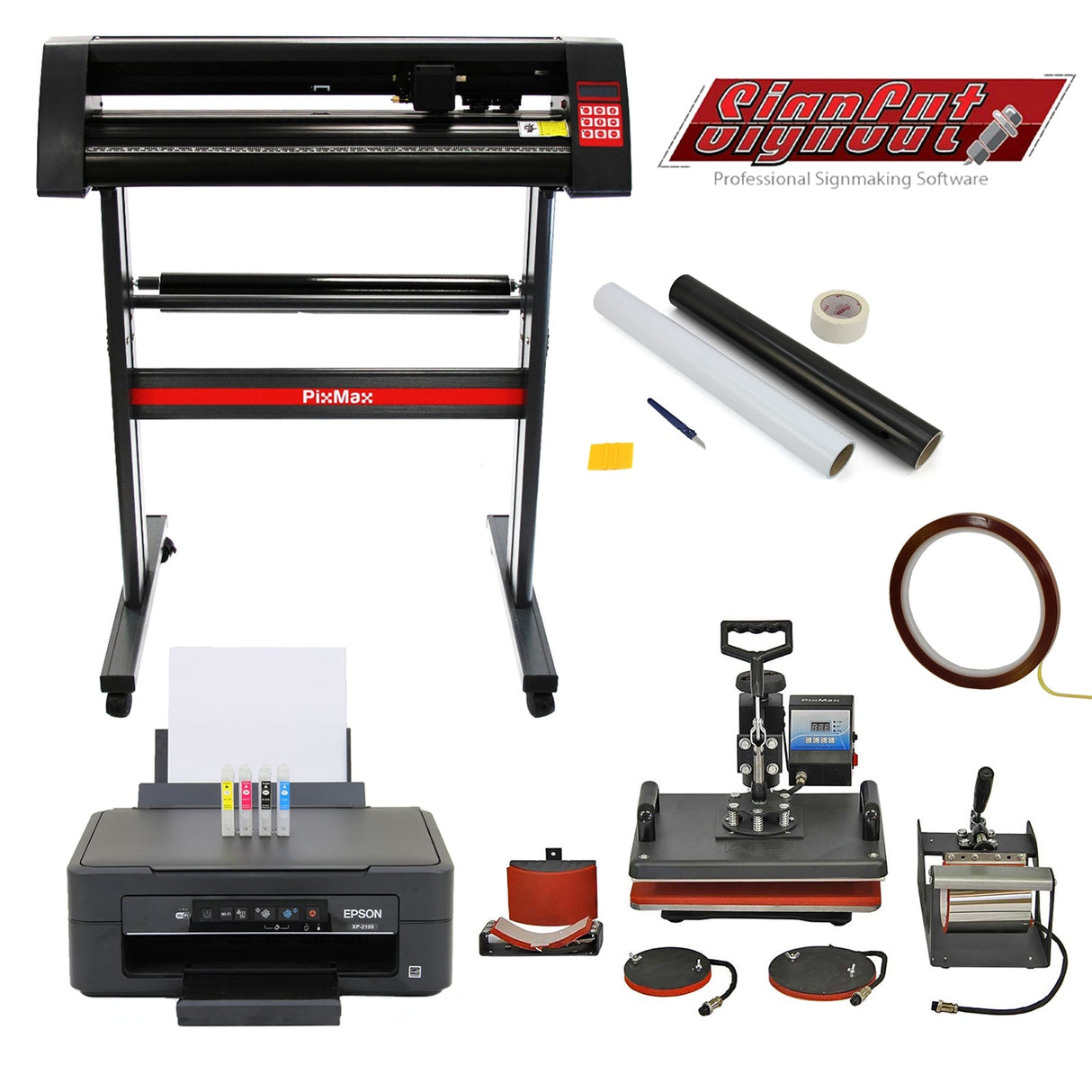 5 in 1 Heat Press, 720mm Vinyl Cutter, Epson Printer & Weeding Kit