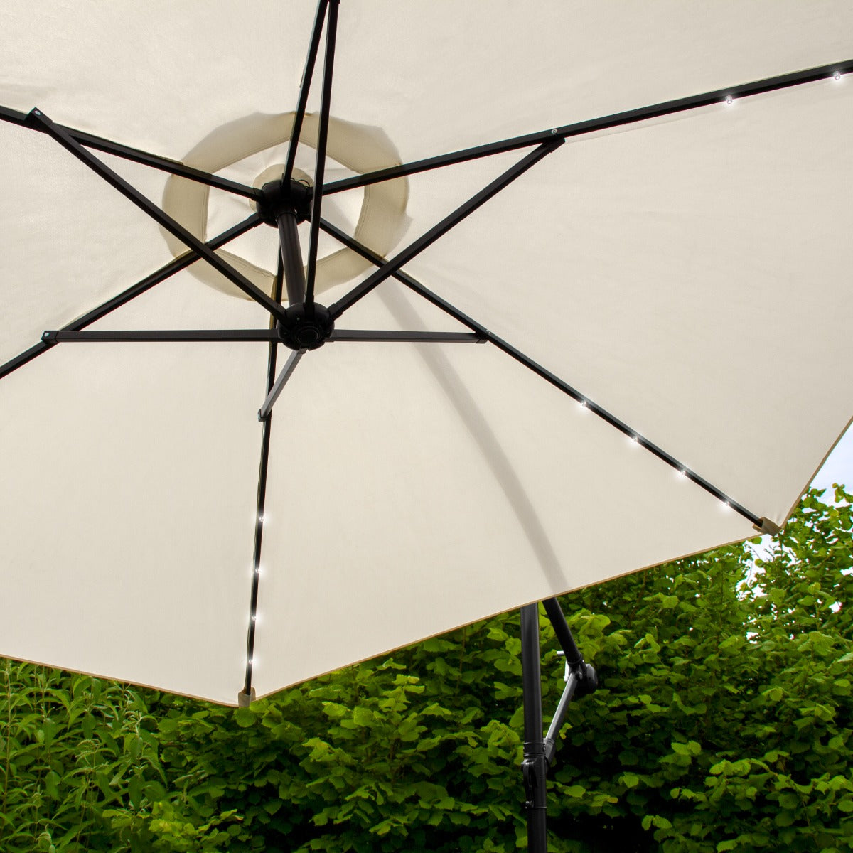 Cream 3m LED Cantilever Parasol