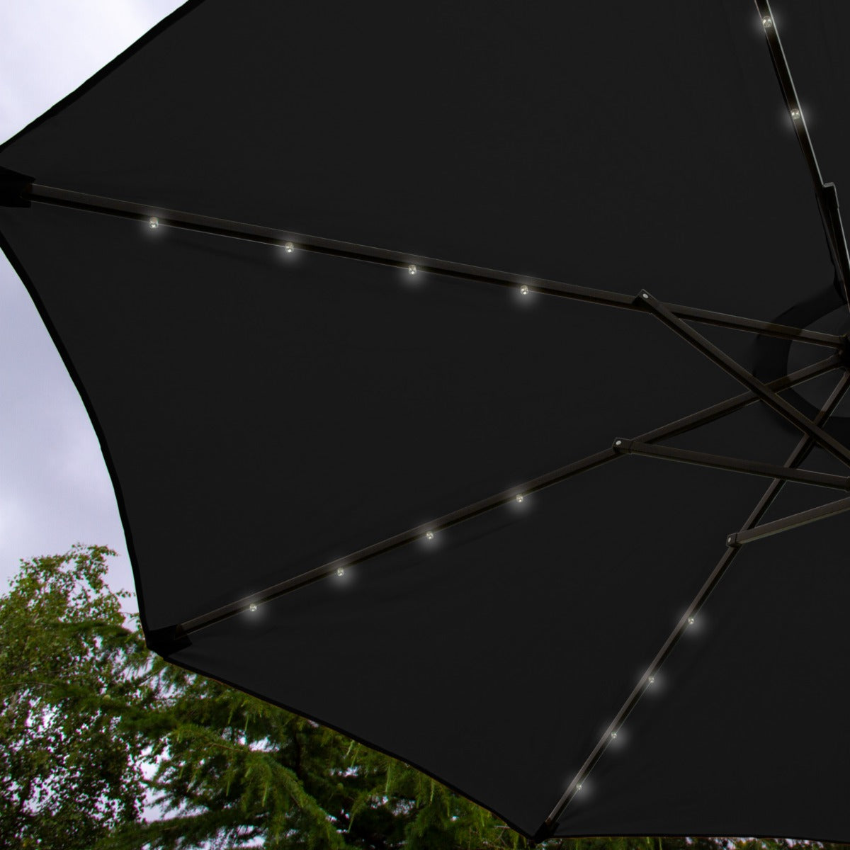 Black 2.7m LED Tilt Parasol