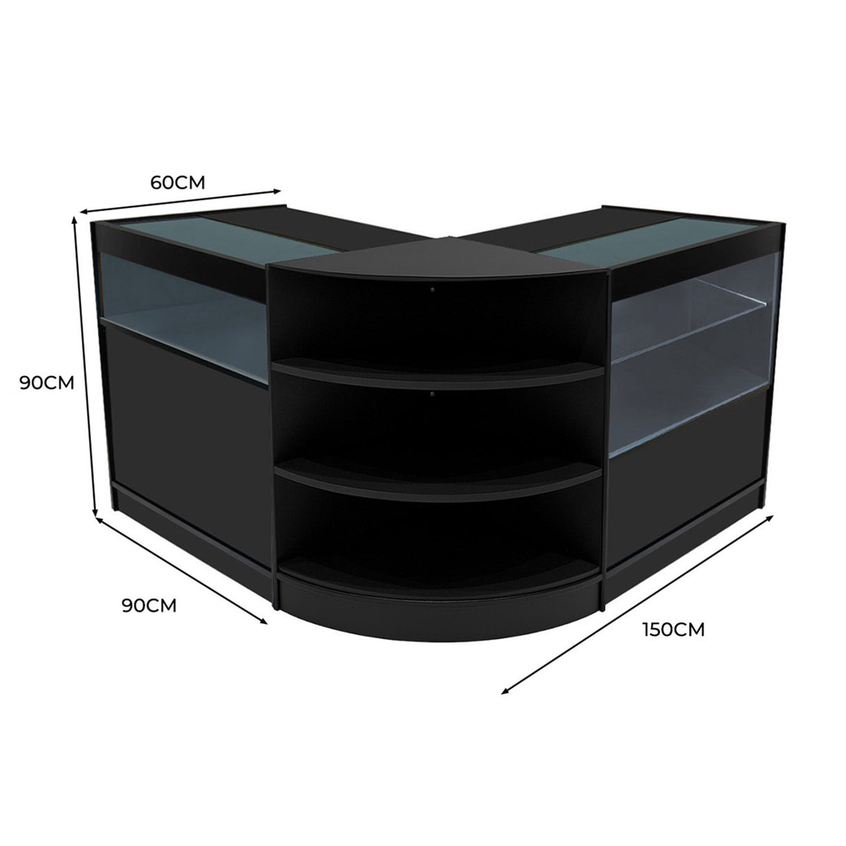 Harmonia LED Shop Counter Set B900, C900 & LM60 - Black