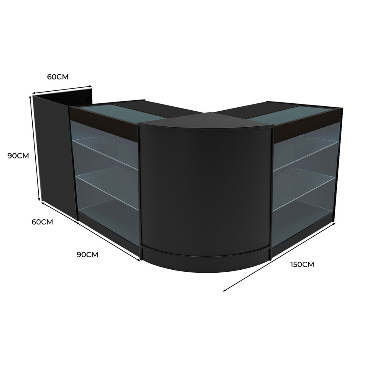 Aries LED Shop Counter Set CM60, TB60 & 2 x K900 - Black
