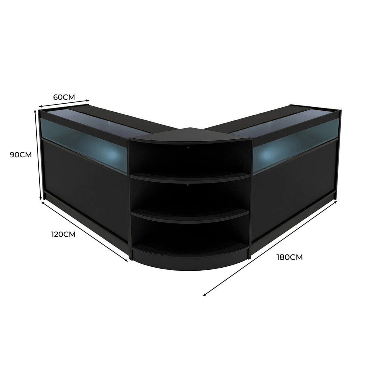 Theseus LED Shop Counter Set LM60 & 2 x B1200 - Black