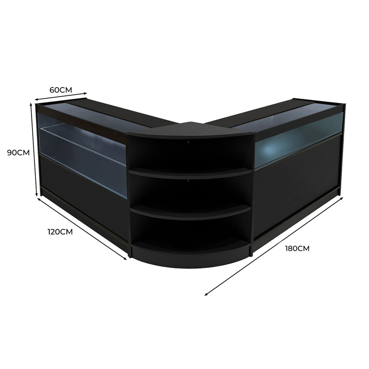 Harmonia LED Shop Counter Set B1200, C1200 & LM60 - Black