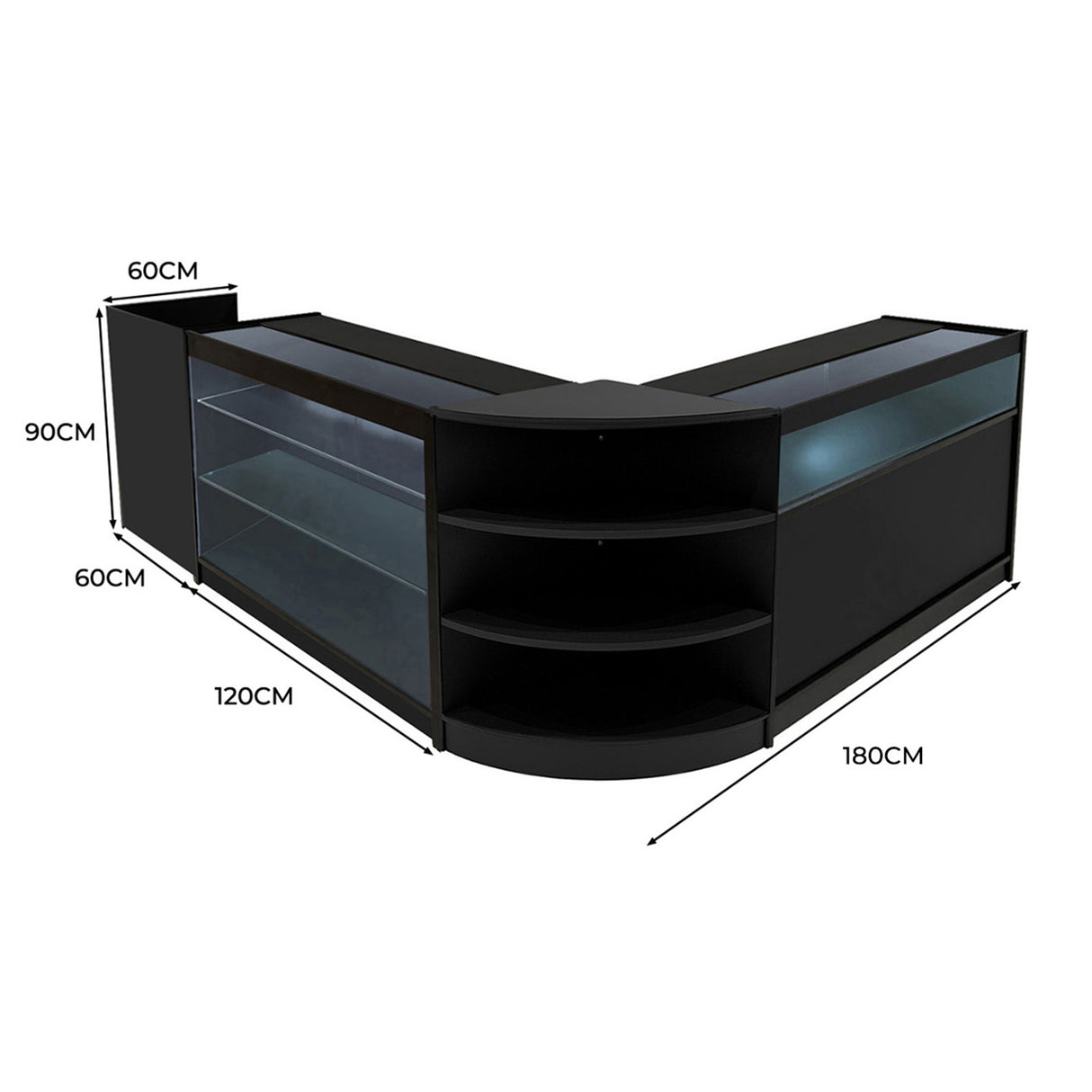 Hyperion LED Shop Counter Set K1200, B1200, TB60 & LM60 - Black