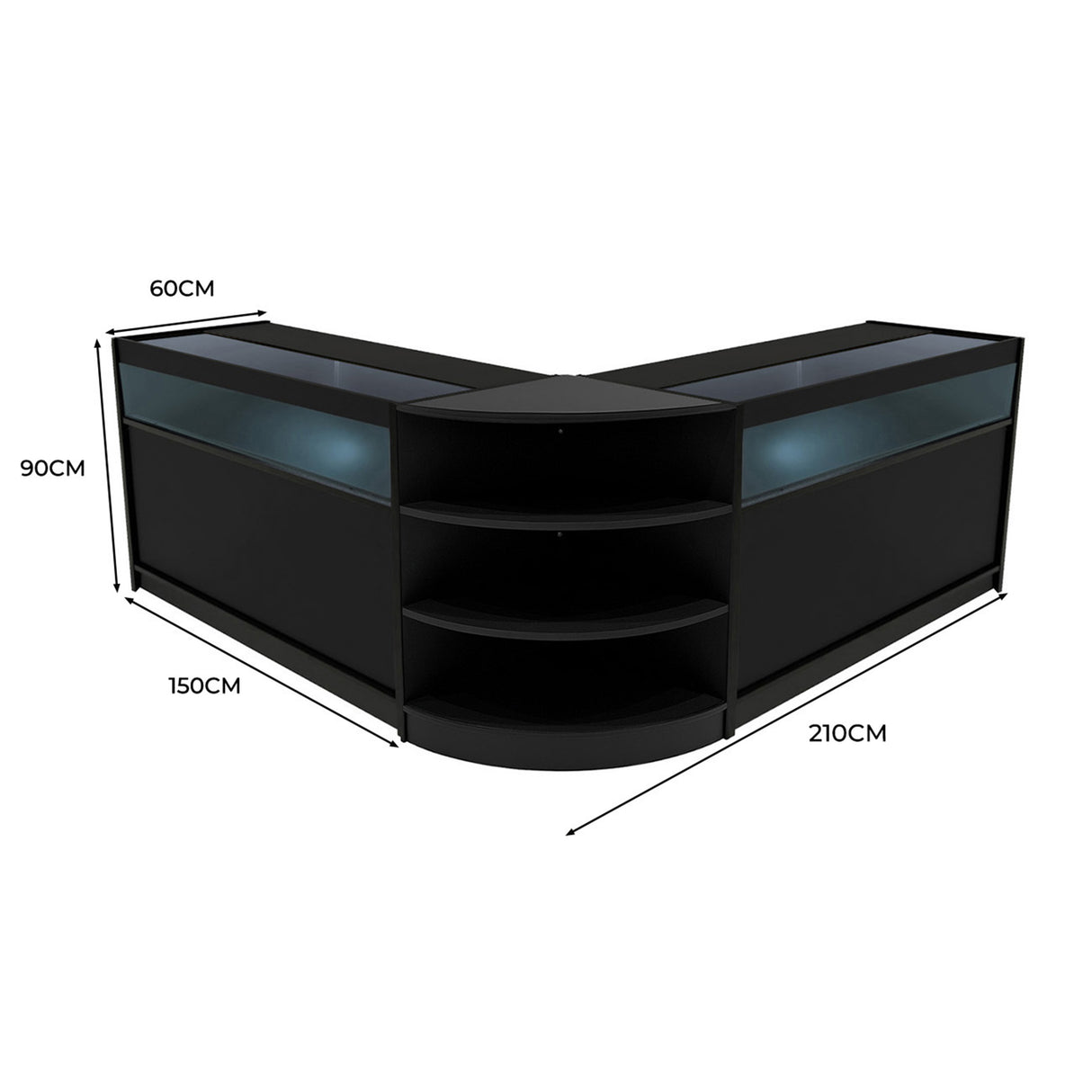 Theseus LED Shop Counter Set LM60 & 2 x B1500 - Black