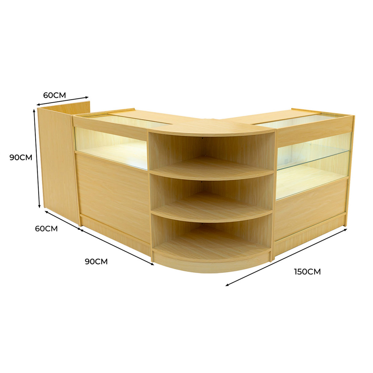 Europa LED Shop Counter Set B900, C900, TB60 & LM60 - Maple