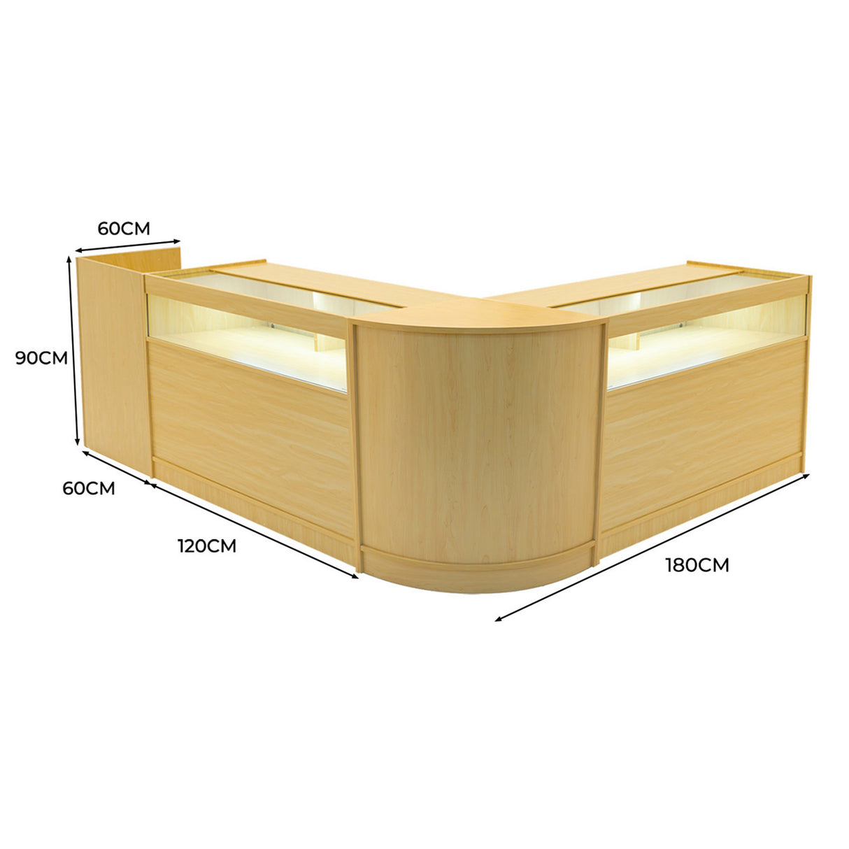 Luna LED Shop Counter Set CM60, TB60 & 2 x B1200 - Maple