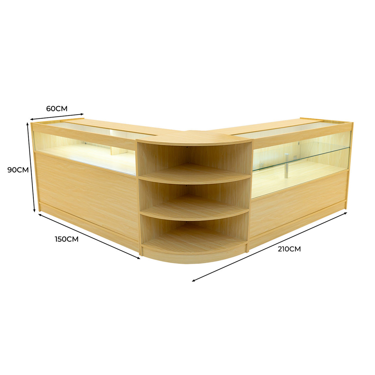 Harmonia LED Shop Counter Set B1500, C1500 & LM60 - Maple