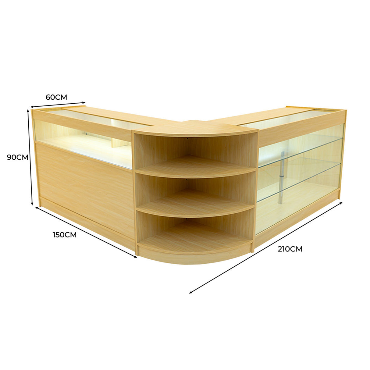 Demeter LED Shop Counter Set K1500, B1500 & LM60 - Maple