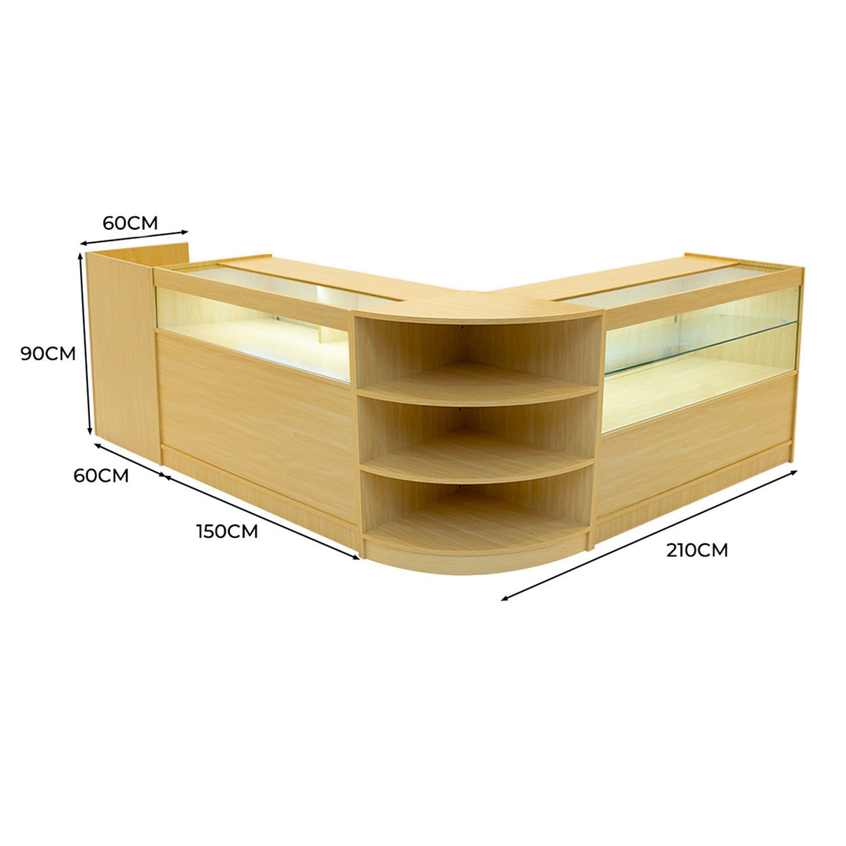 Europa LED Shop Counter Set B1500, C1500, TB60 & LM60 - Maple