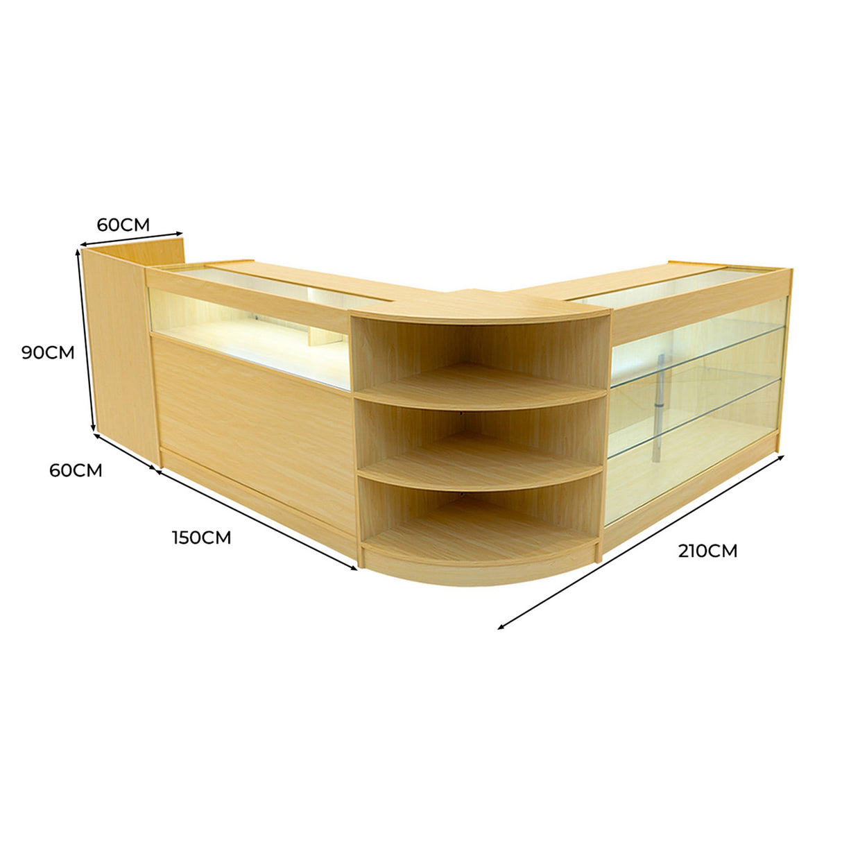 Hyperion LED Shop Counter Set K1500, B1500, TB60 & LM60 - Maple
