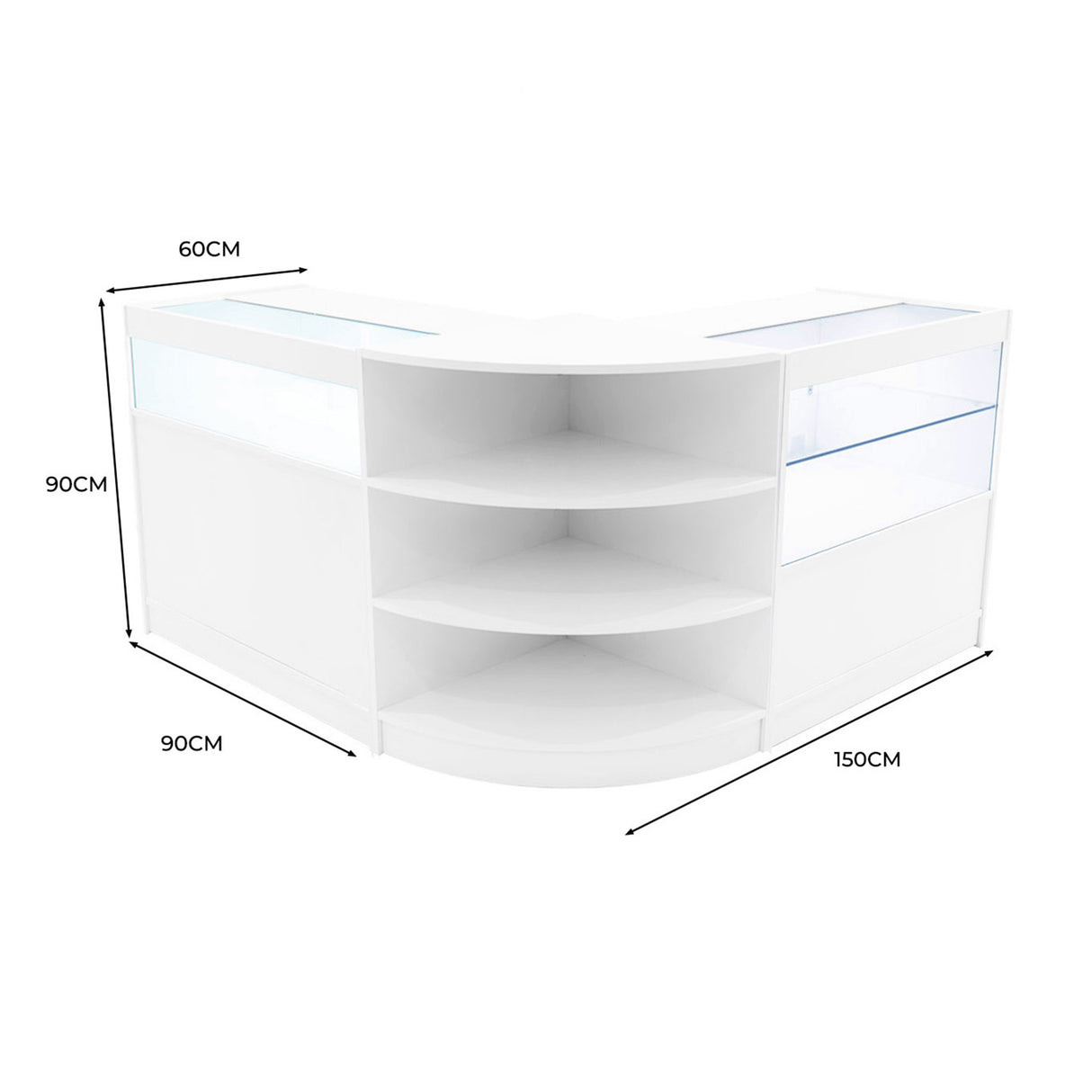 Harmonia LED Shop Counter Set B900, C900 & LM60 - White