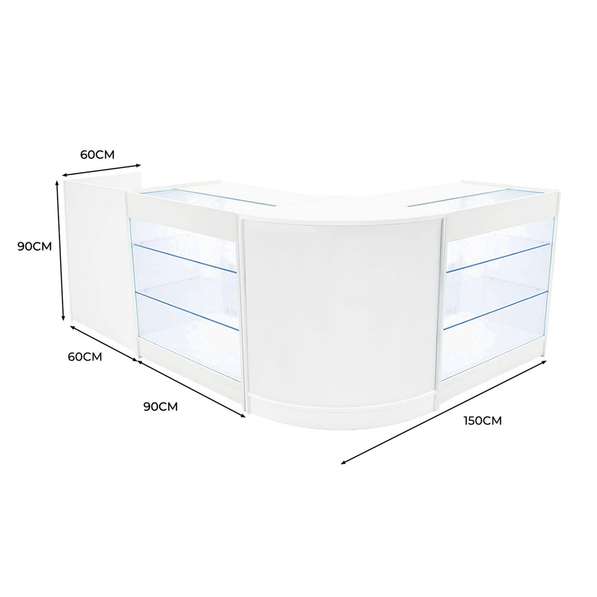 Aries LED Shop Counter Set CM60, TB60 & 2 x K900 - White