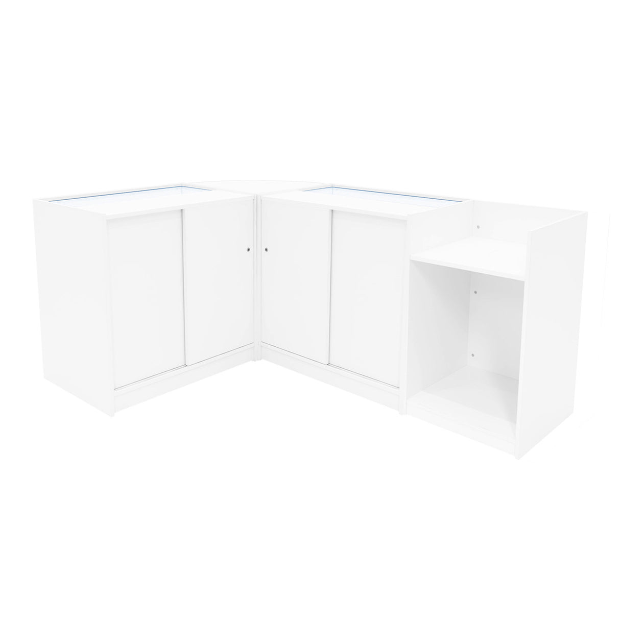 White Shop Counter Set Theia LED K900 C900 LM60 TB60 Lockable Retail Display