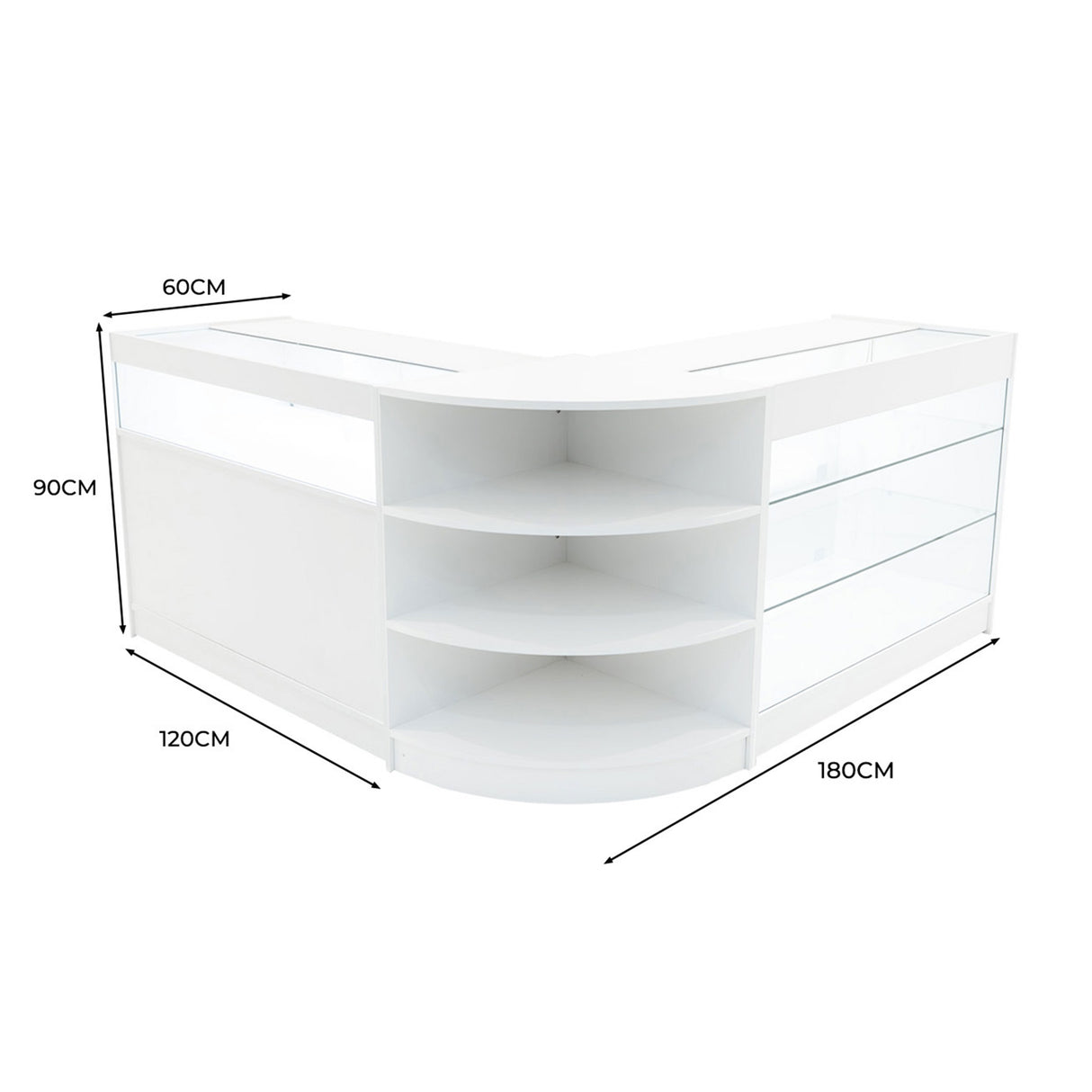 Demeter LED Shop Counter Set K1200, B1200 & LM60 - White