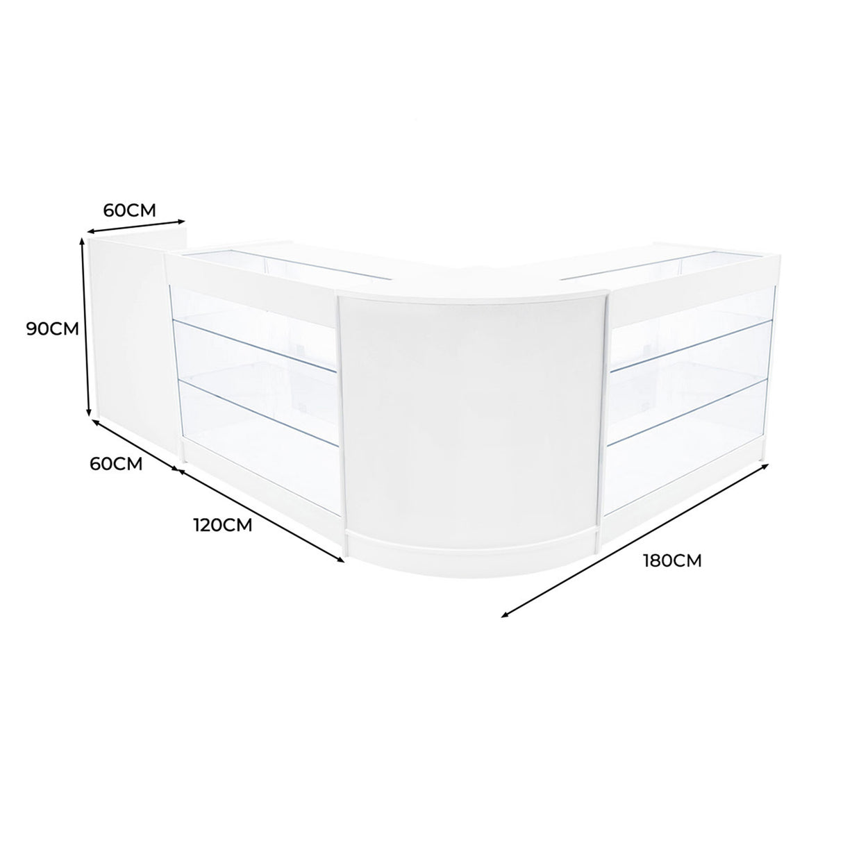 Aries LED Shop Counter Set CM60, TB60 & 2 x K1200 - White