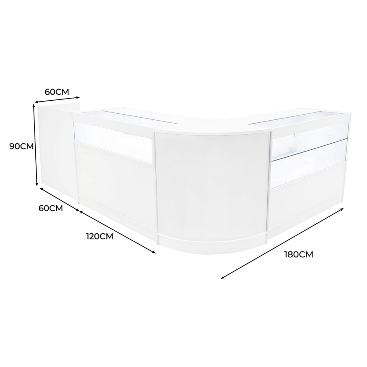 Gravity LED Shop Counter Set B1200, C1200, TB60 & & CM60 - White
