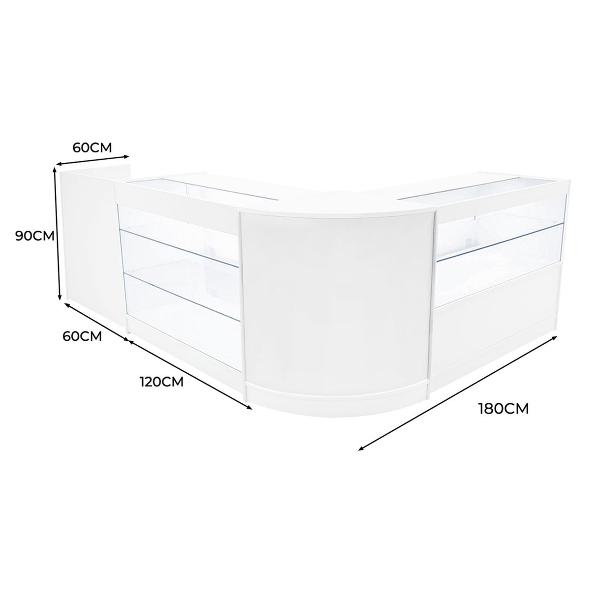 Vega LED Shop Counter Set K1200, C1200, TB60 & CM60 - White