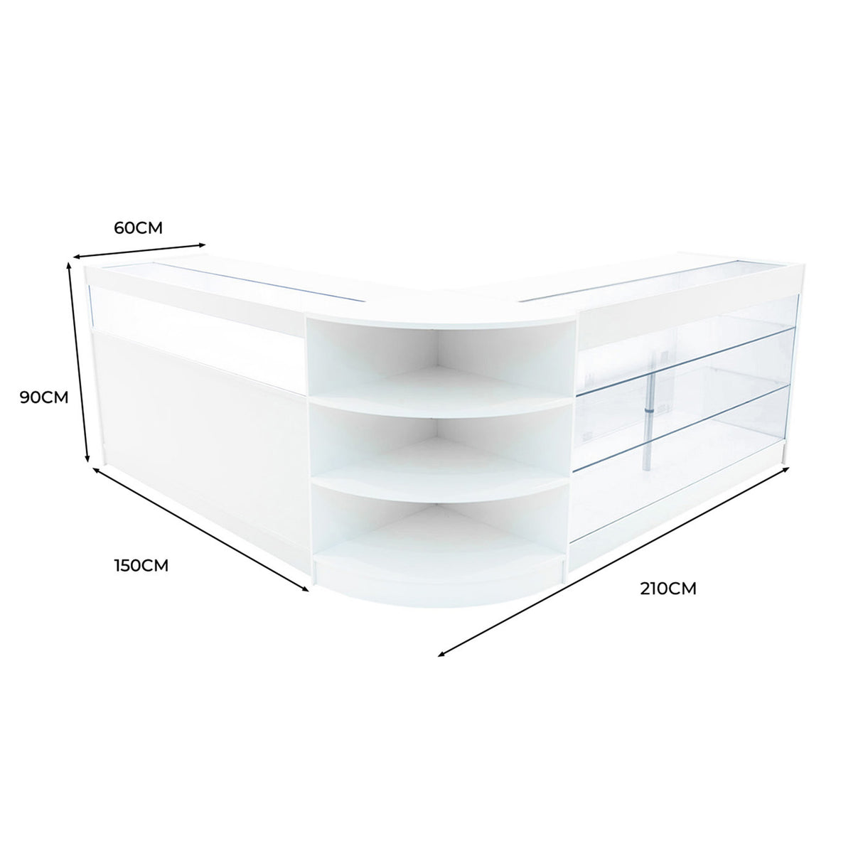 Demeter LED Shop Counter Set K1500, B1500 & LM60 - White
