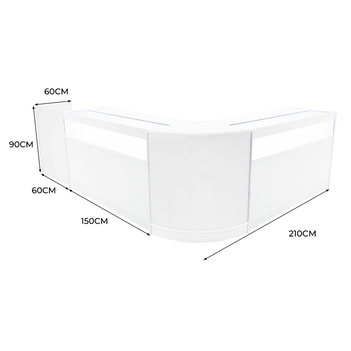 Luna LED Shop Counter Set CM60, TB60 & 2 x B1500 - White