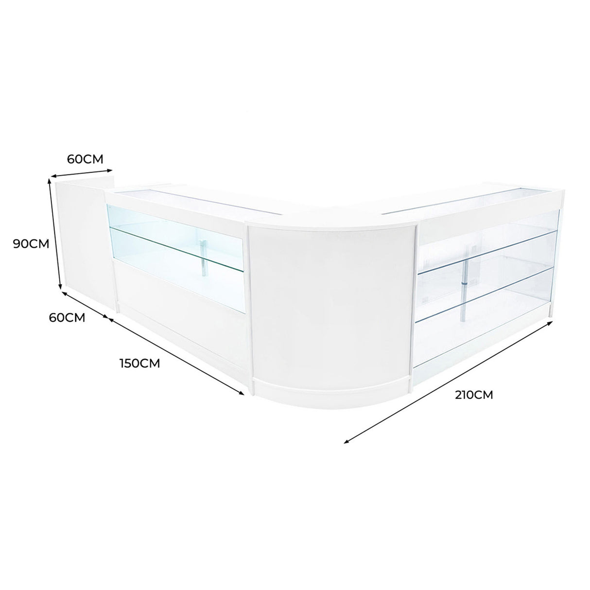 Vega LED Shop Counter Set K1500, C1500, TB60 & CM60 - White