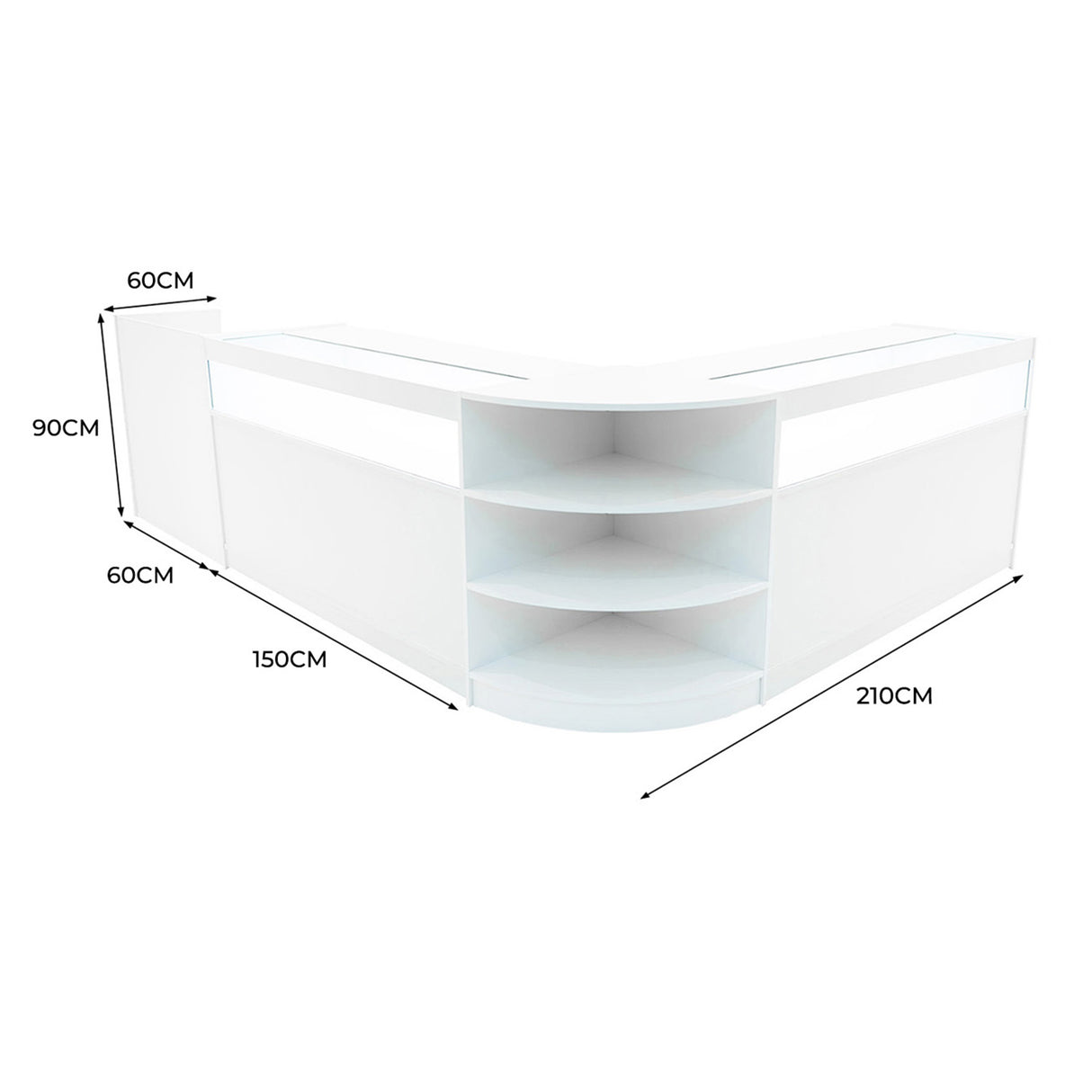 Sagittarius LED Shop Counter Set LM60, TB60 & 2 x B1500 - White
