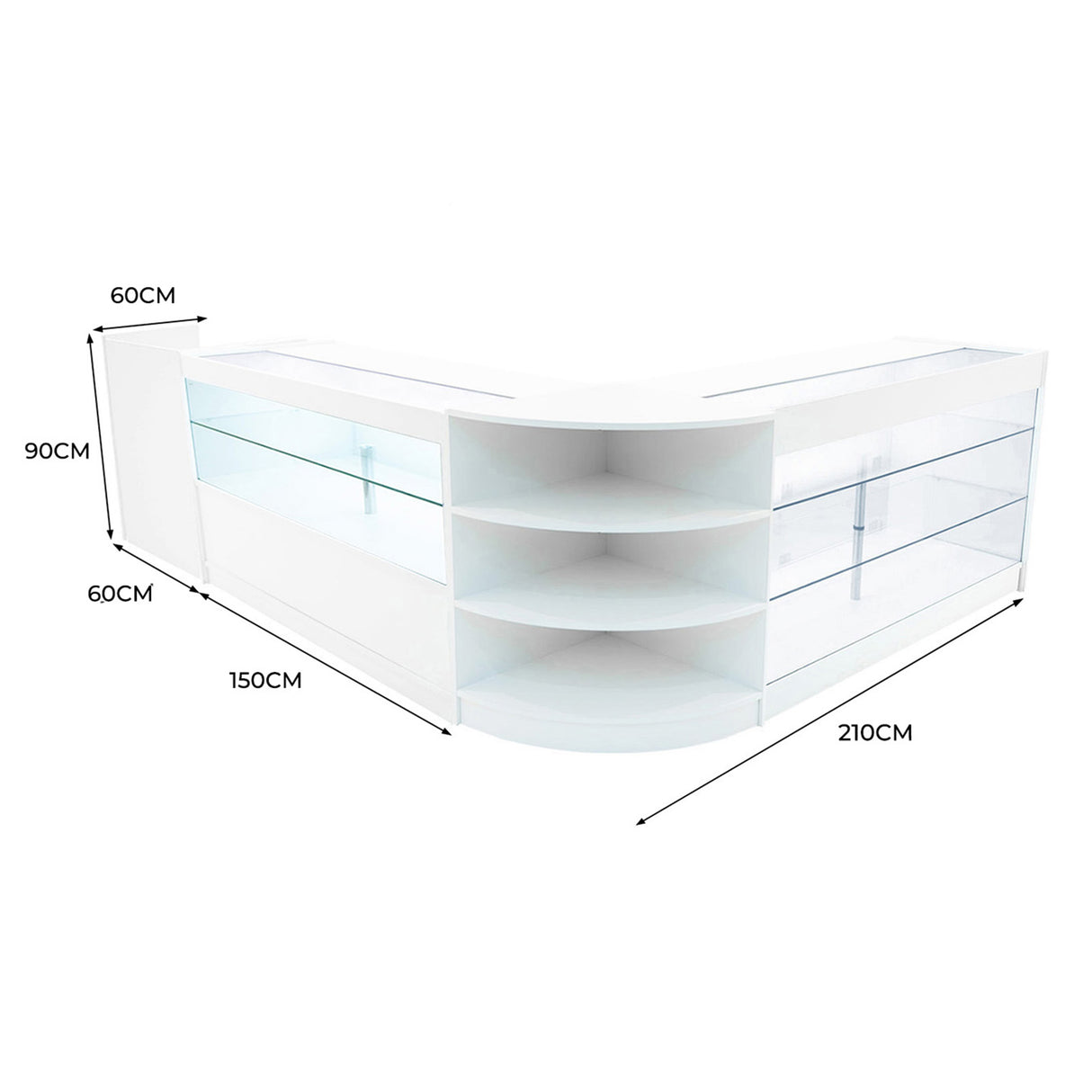 Theia LED Shop Counter Set K1500, C1500, TB60 & LM60 - White