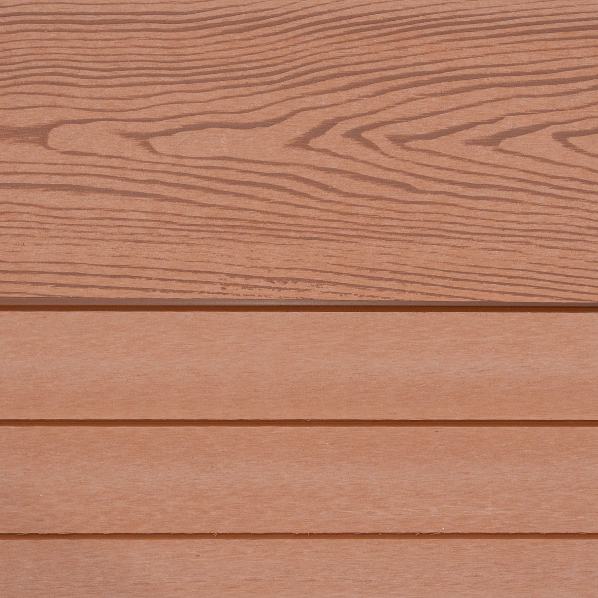 Brown composite fence panels with a wood grain texture, featuring smooth edges and a sleek design for outdoor use