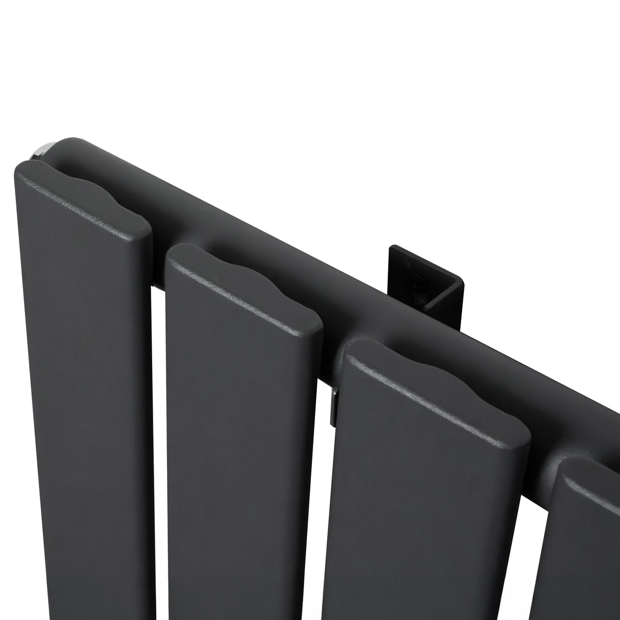 Flat single column radiator in anthracite grey, featuring smooth, sleek panels and a modern design, ideal for contemporary spaces