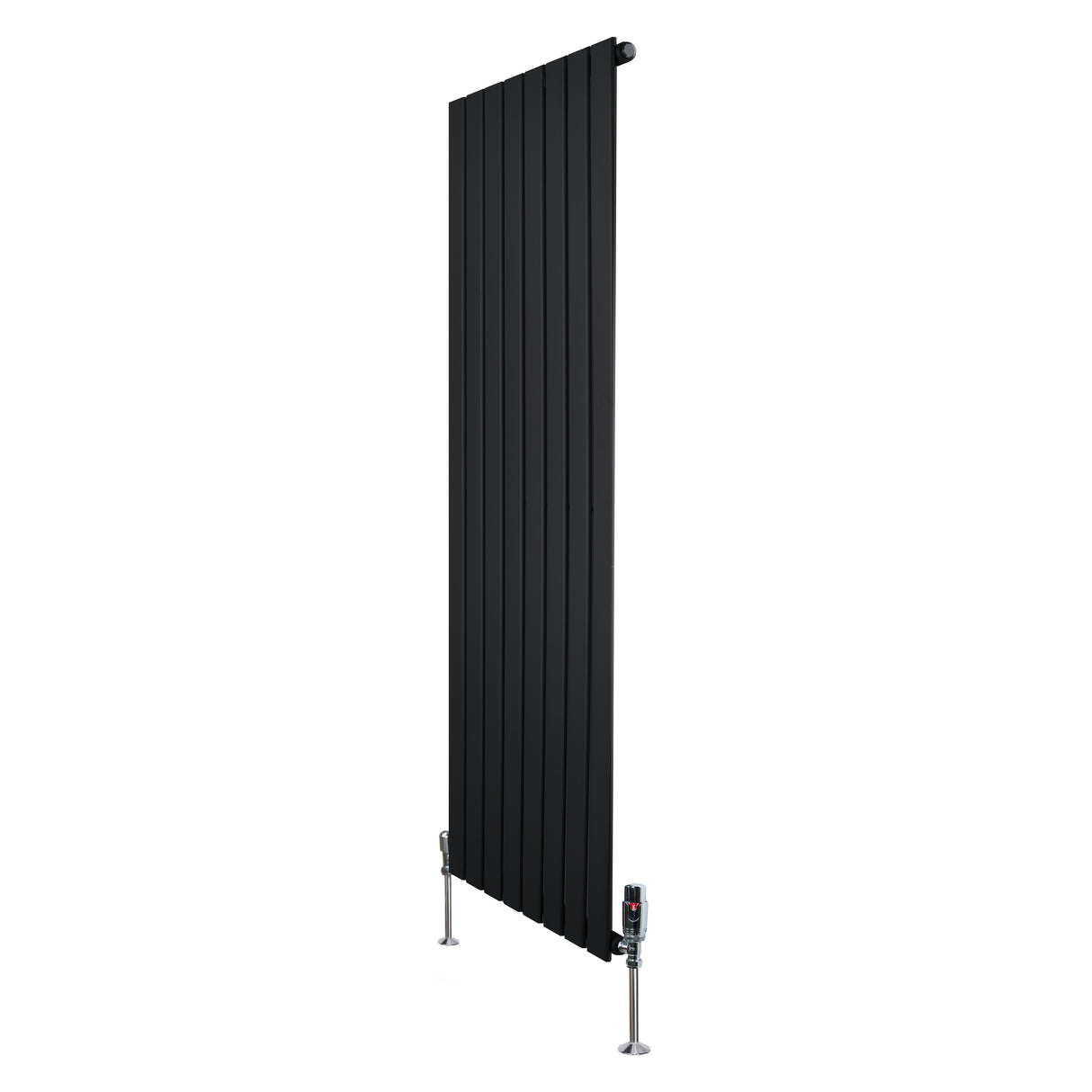 Flat Single Column Radiator & Valves – 1600mm x 560mm – Black