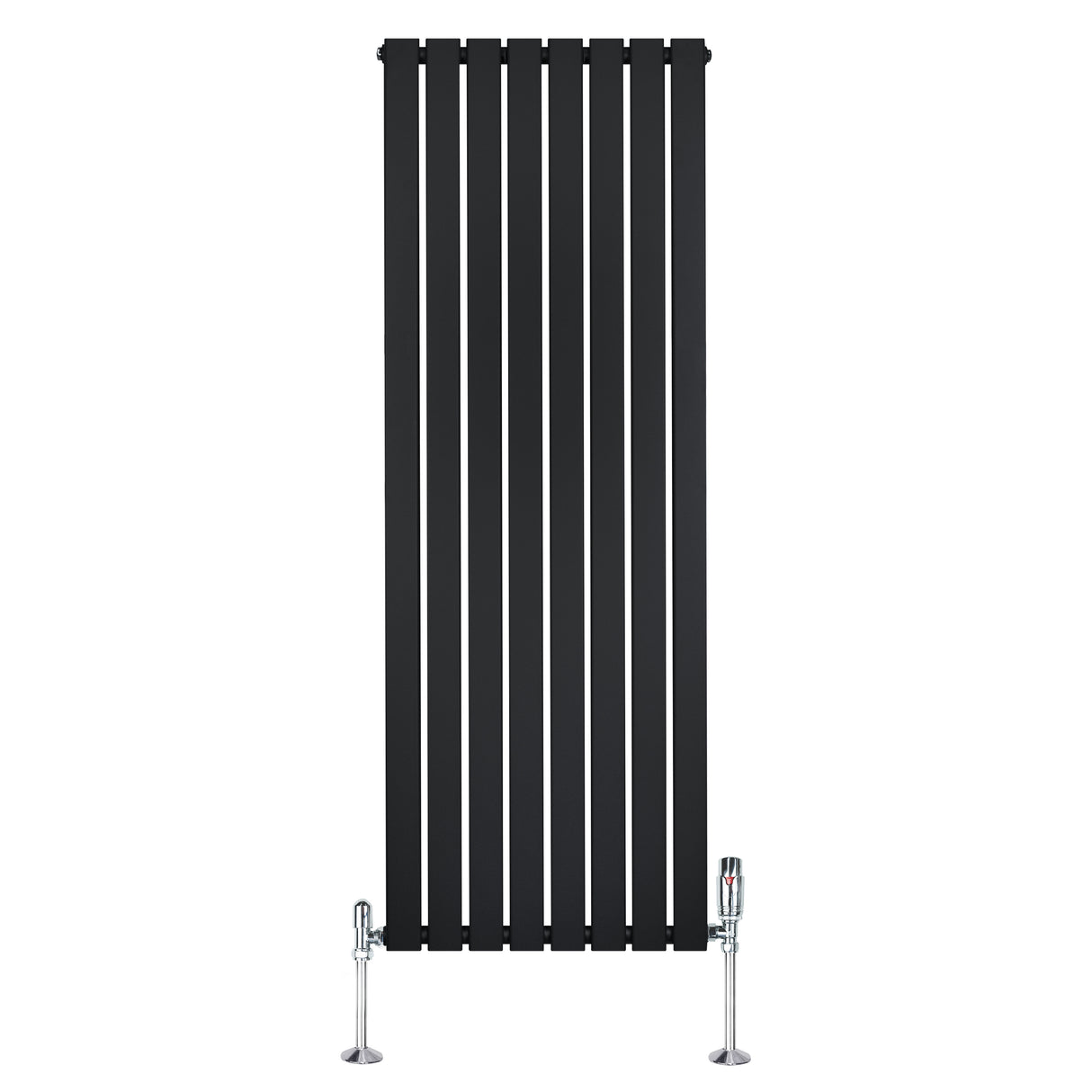 Flat Single Column Radiator & Valves – 1600mm x 560mm – Black