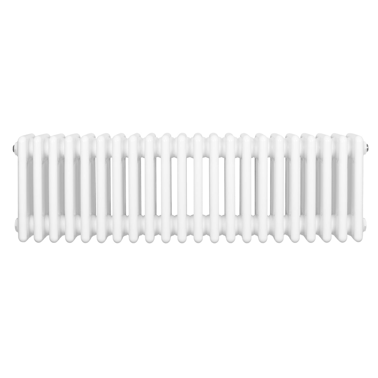 Traditional white 4 column radiator, 300 x 1010mm, featuring a smooth, glossy finish and a classic design ideal for home heating