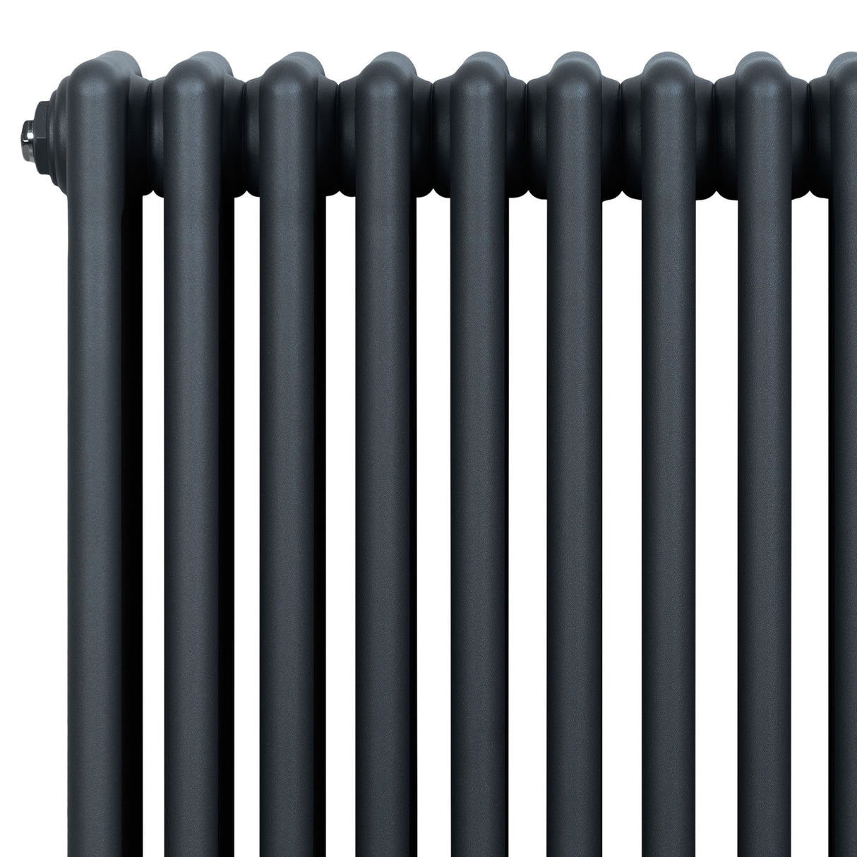 Traditional anthracite 4 column radiator with a sleek, matte finish, featuring rounded edges and a modern design for efficient heating