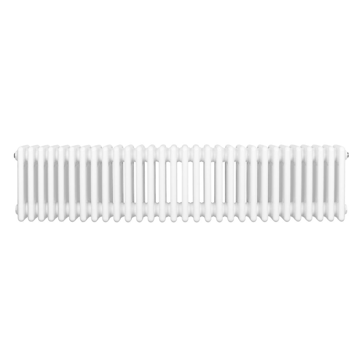 Traditional white 4 column radiator, 300 x 1370mm, featuring a smooth, glossy finish and evenly spaced vertical columns for efficient heating