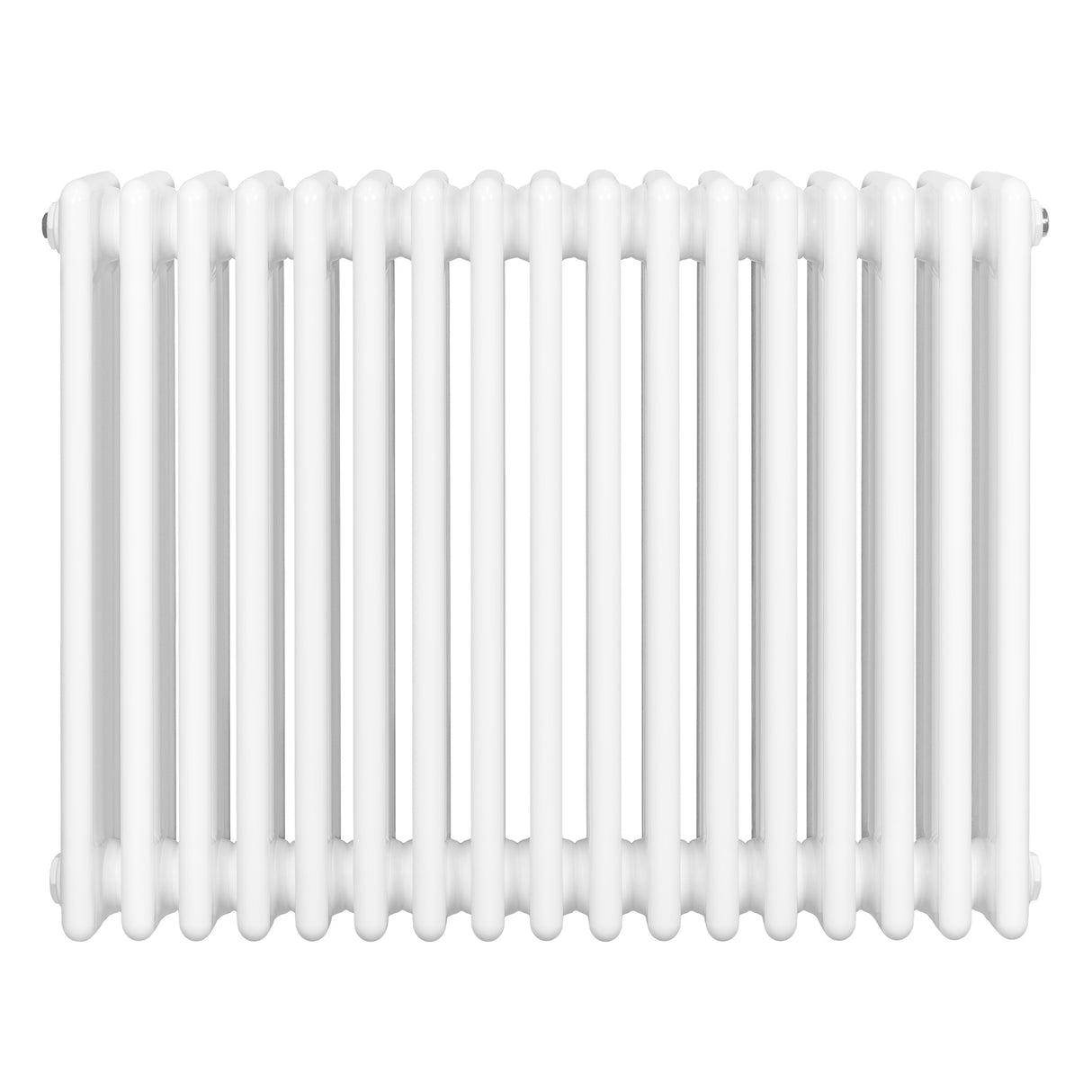 Traditional white 4 column radiator with a smooth, glossy finish, measuring 600 x 785mm, ideal for classic home heating