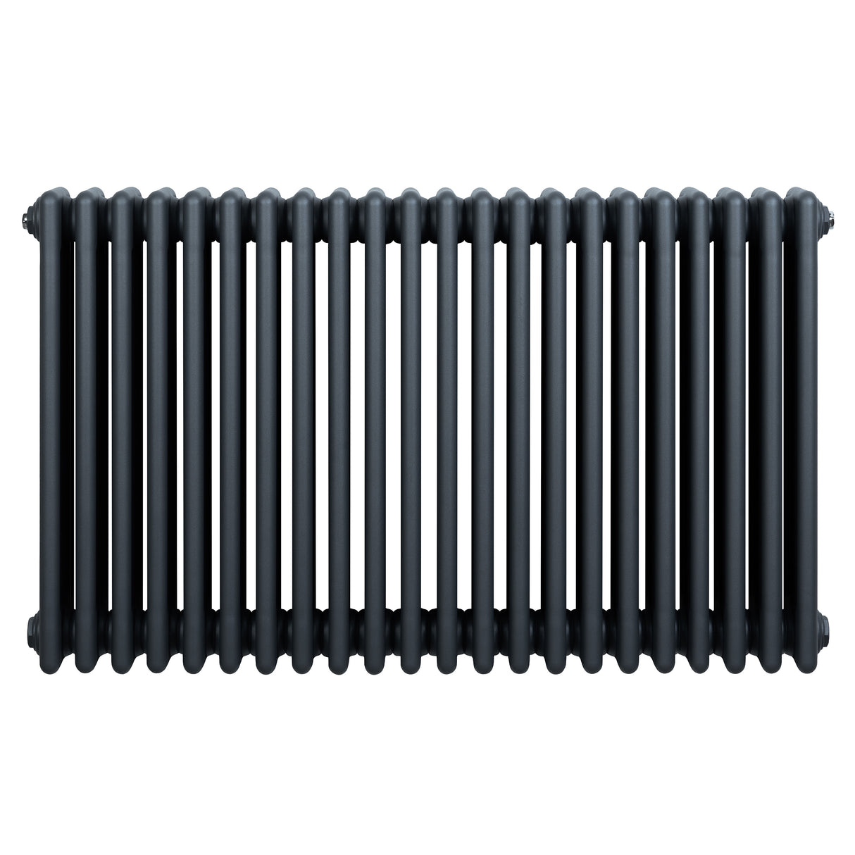 Traditional anthracite grey 4 column radiator with a sleek, smooth finish and elongated vertical tubes, ideal for modern interiors