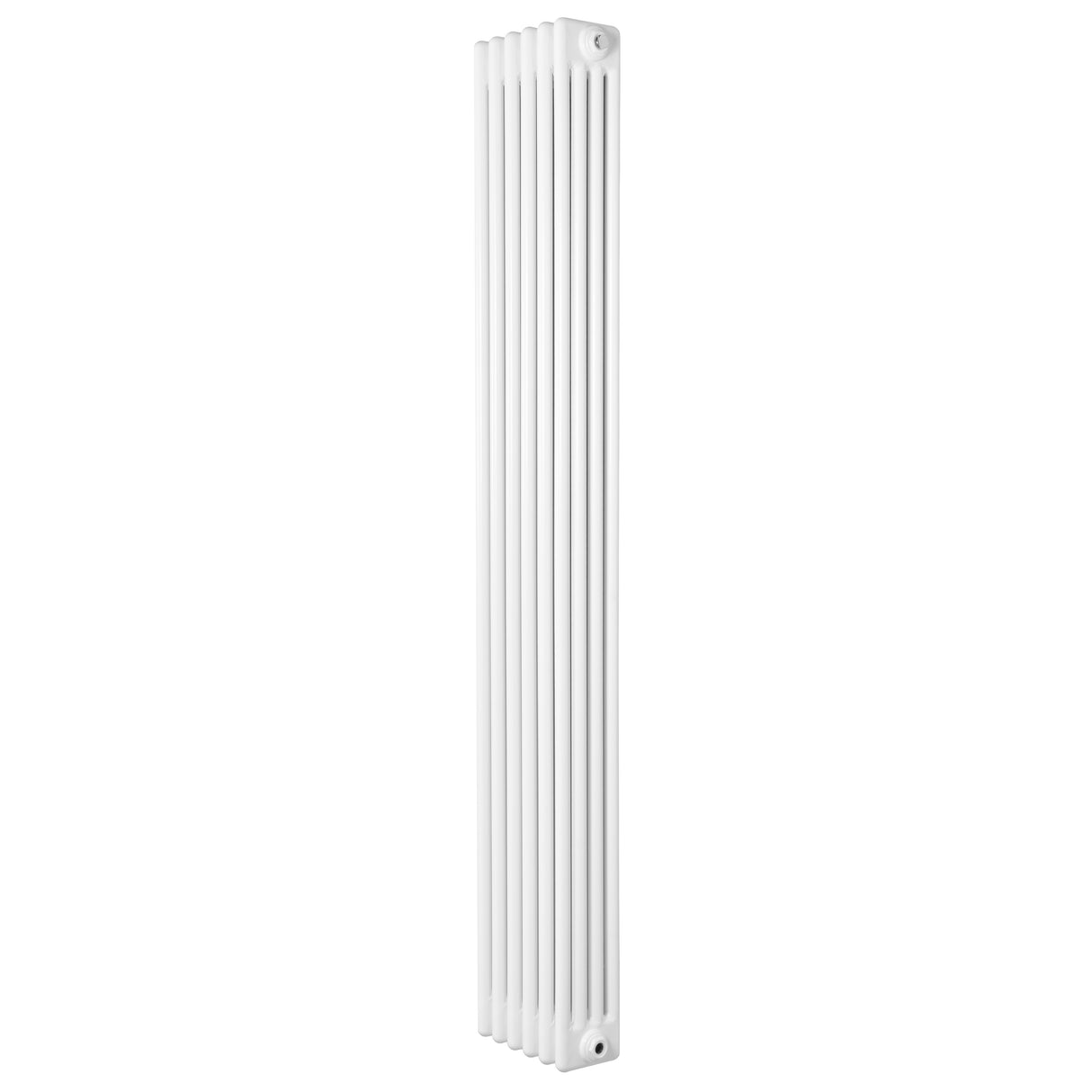 Traditional white 4 column radiator, 1800 x 290mm, featuring a sleek vertical design with smooth, textured surfaces and rounded edges