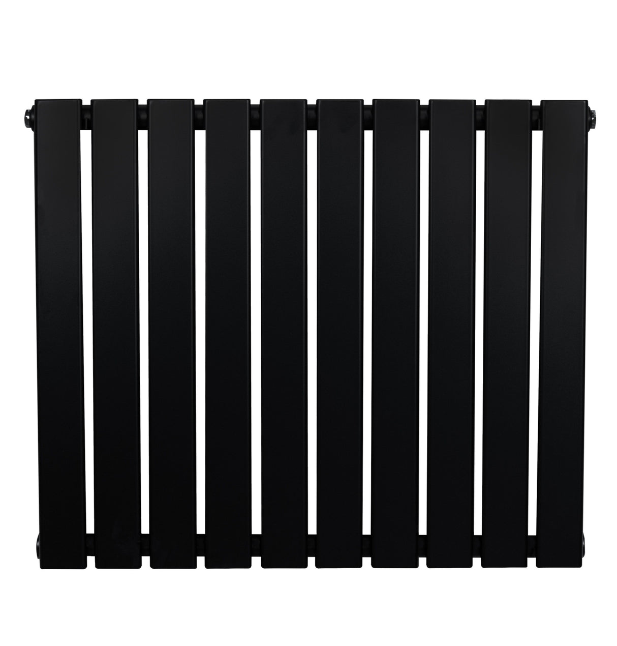 Sleek black flat single column radiator, 600 x 700mm, featuring smooth vertical panels and a modern minimalist design