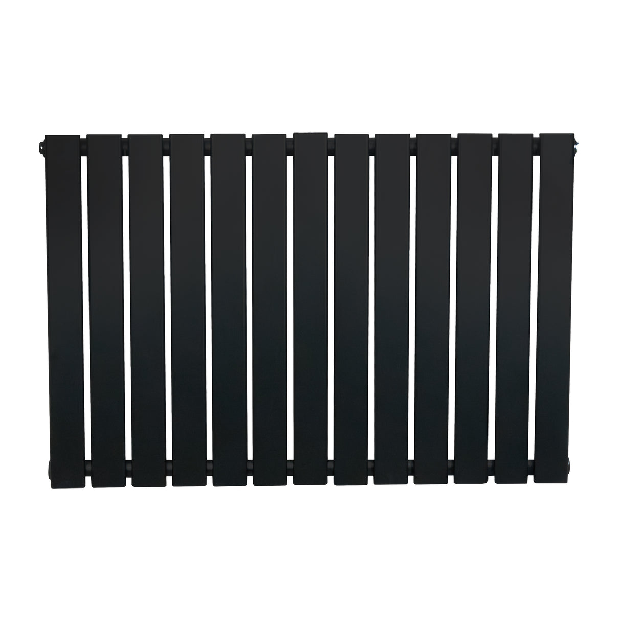Sleek black flat single column radiator with vertical slats, measuring 600 x 910mm, perfect for modern heating solutions