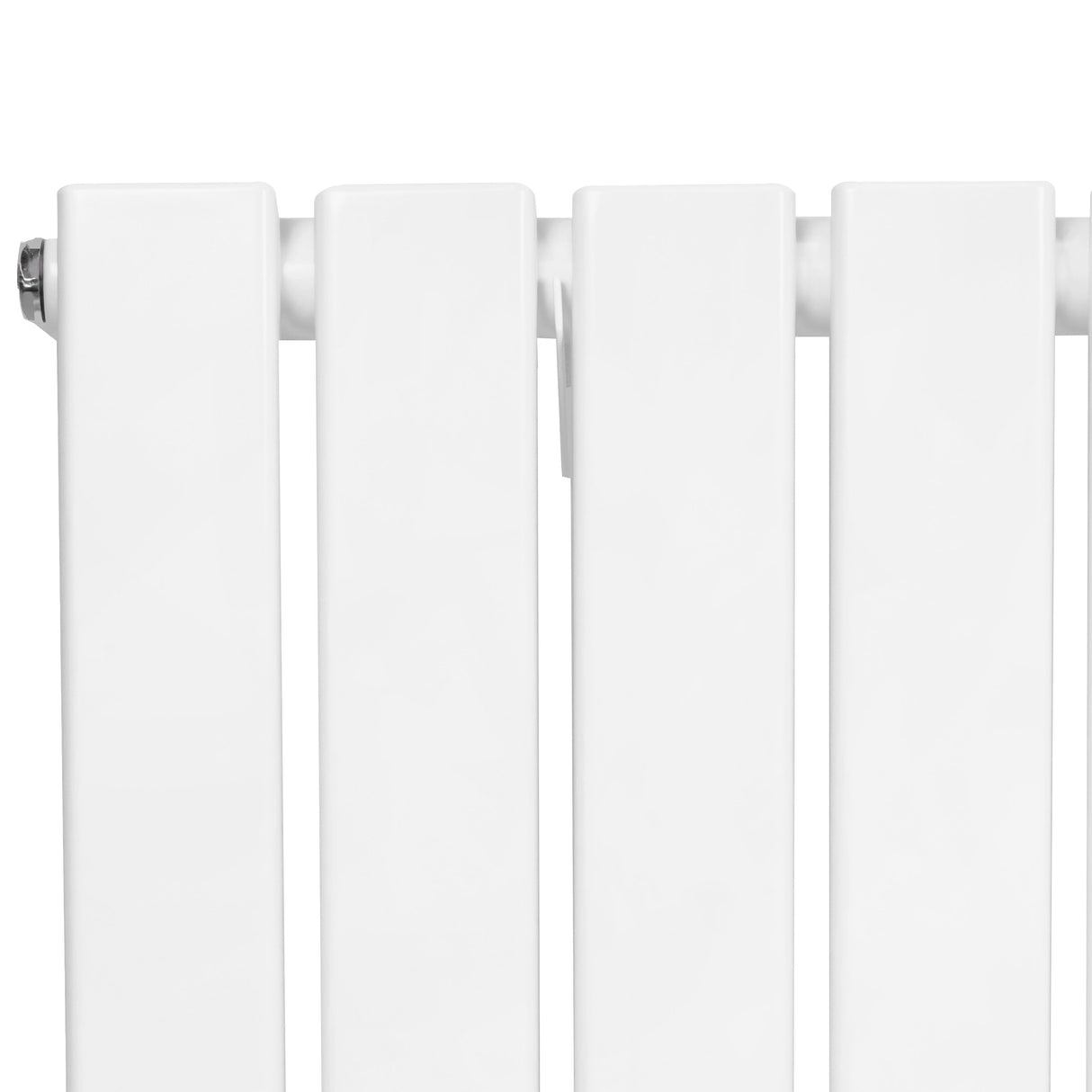 Sleek white flat single column radiator with smooth, glossy finish, measuring 600 x 1190mm, ideal for modern heating solutions