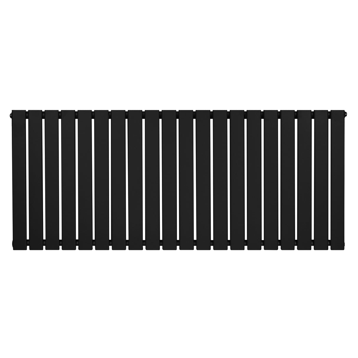 Sleek black flat single column radiator, 600 x 1400mm, featuring a modern design with vertical slats and a smooth matte finish