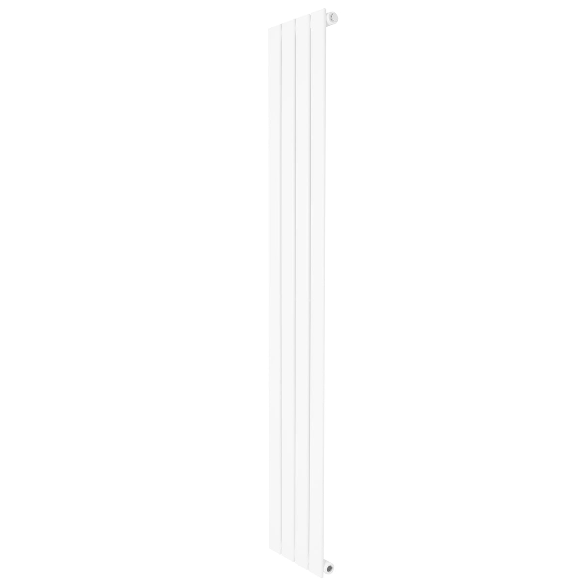Sleek white flat single column radiator measuring 1600 x 280mm, featuring vertical lines and a smooth, modern finish