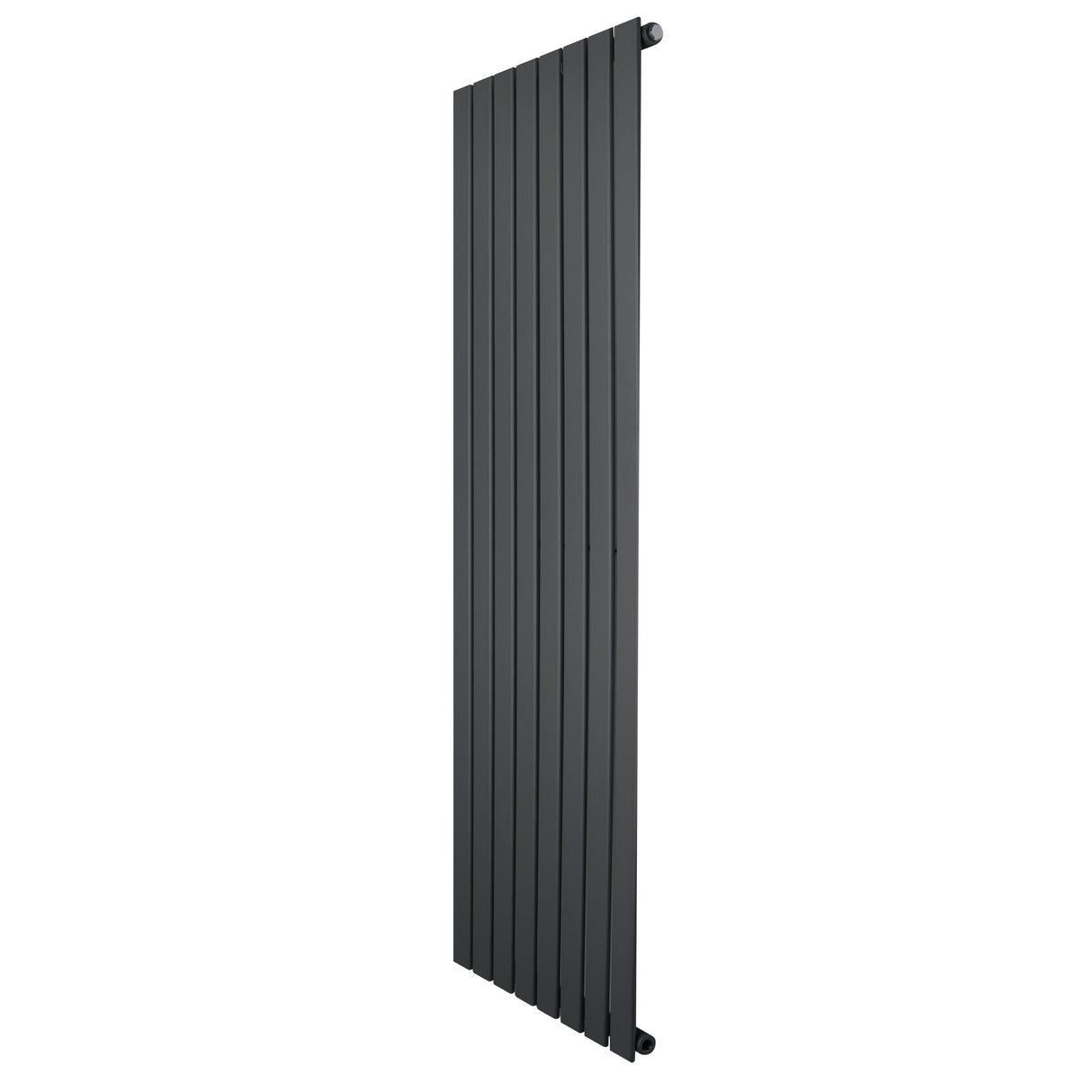 Sleek anthracite grey flat single column radiator, 1600 x 560mm, featuring vertical slats for modern heating solutions
